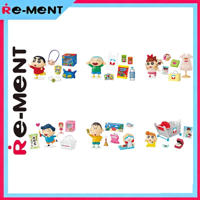 

Genuine Rement Crayon Shin Chan Shopping At Sato Koko Noka Do Mini Diorama Figure Collection Original Blind Box Food Toy Model