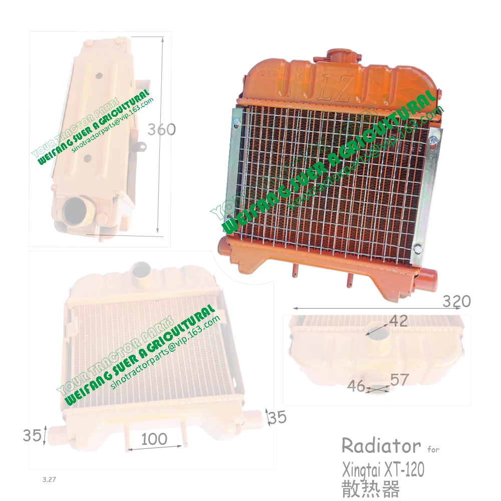 Радиатор для Hebei Xingtai XT-120/140 с двигателем DL190-12/DL195