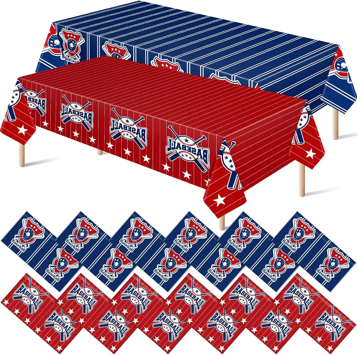 

12 Pcs Baseball Plastic Tablecloth 54 x 108 Inch Baseball Party Disposable Table Cover Sport Party