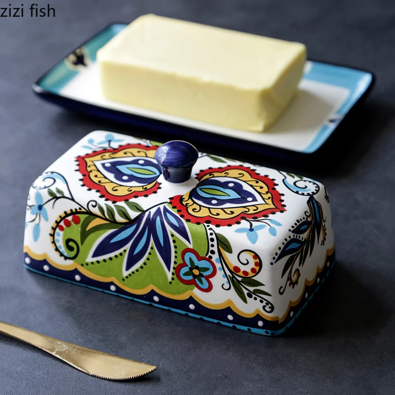Hand-Painted Ceramic Butter Dish 3