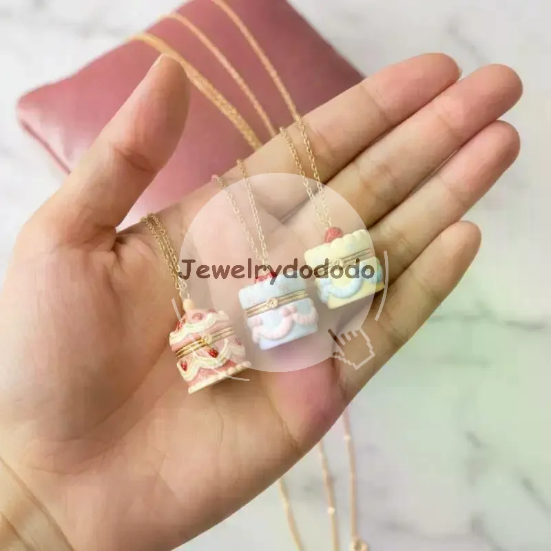 Fashion Oval Cake Pendant Necklace Opening Closing Box Necklace