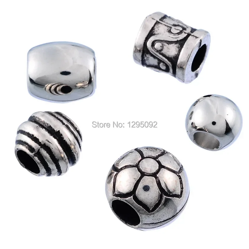 1500Pcs Mixed Spacers European Beads Antique Silver Tone Fit Snake Chain Charms Jewelry Findings