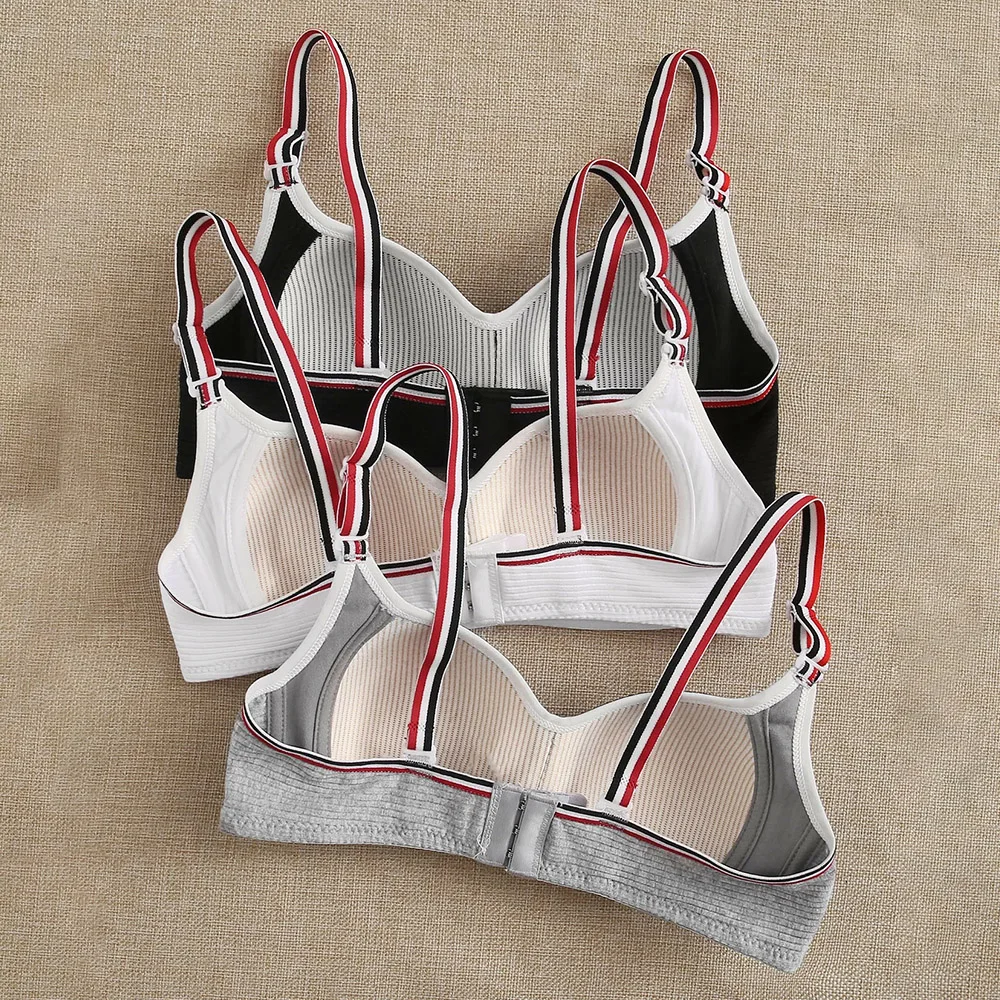 Aundies Women bralette Top 3pack Rib Stripe Trim Cotton Wire Free Bra Wireless Underwear