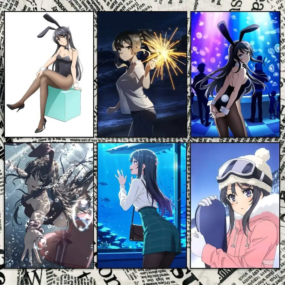Bunny Girl Senpai M-Mai S-Sakurajima Poster High Quality Dorm Living Room Aesthetic Wall Decoration Painting Stickers Gift