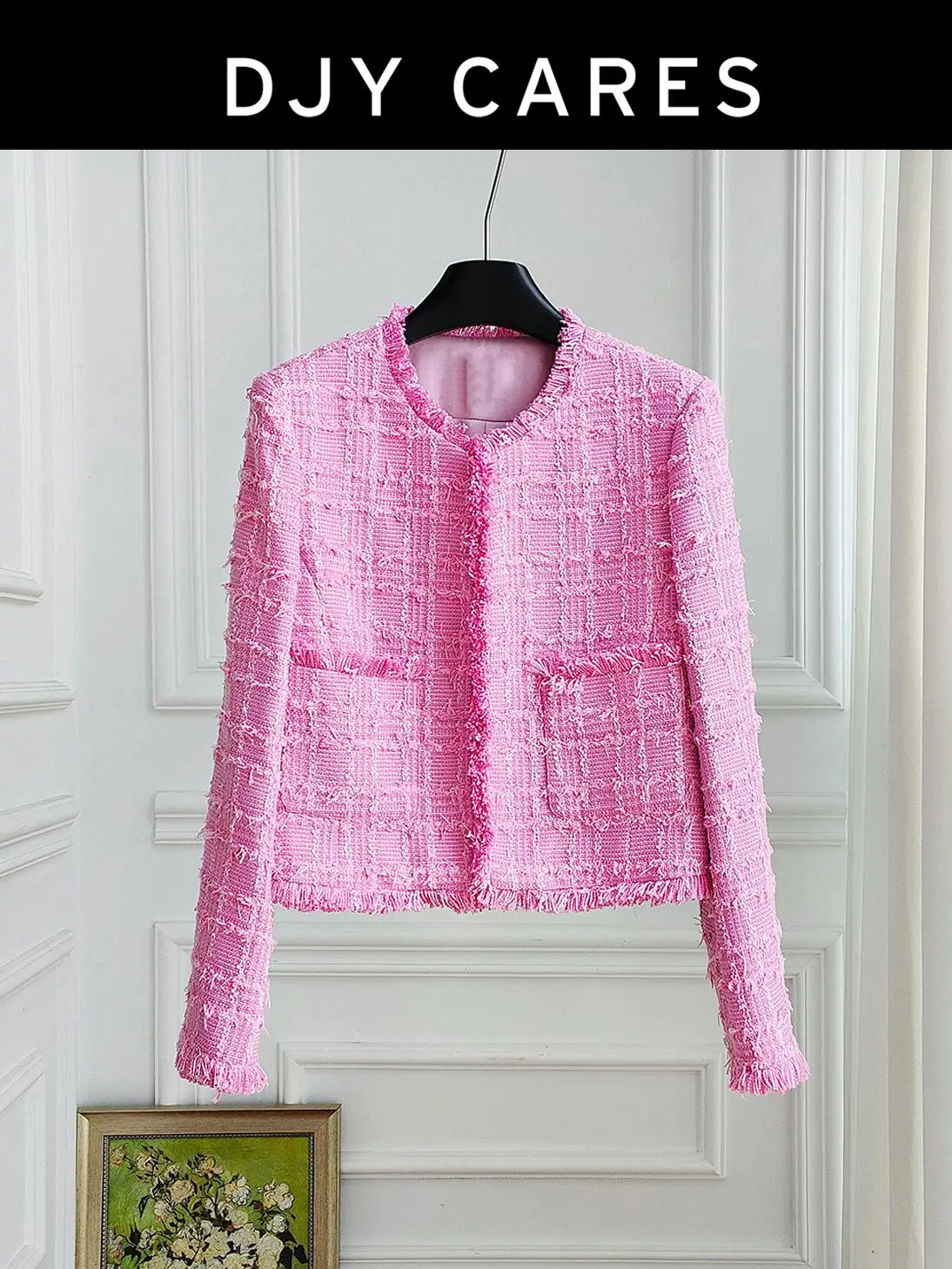 New Coarse woolen sweet three-dimensional floral yarn fashionable tassel jacket big  size