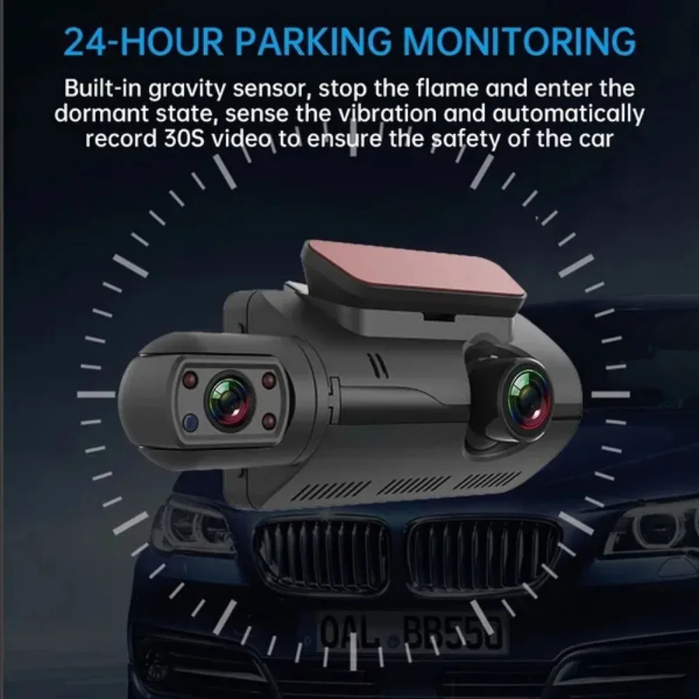 Motion Detection Cam for Cars Video Recorder With WIFI Car Dashcam 2 Lens Dash Cam 3.0inch G-Sensor Cycle Recording Camera 1080P