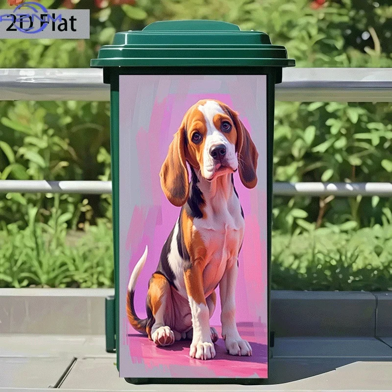 1pc of Cute Little Hound Themed Sticker for a Trash Can, Measuring , Self-Adhesive Wall Decoration for Kitchen Trash Bins (Sui