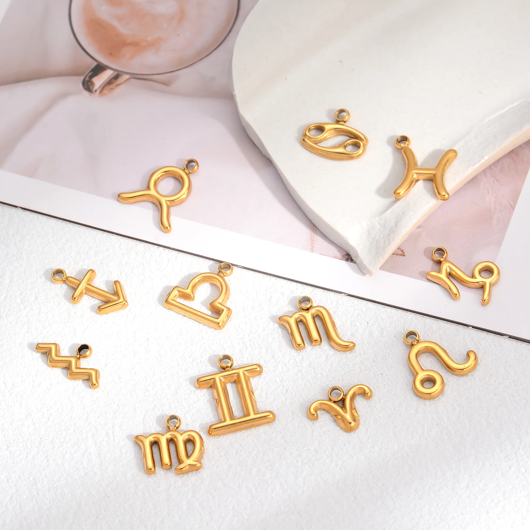 4 Uds. De dijes de signo del zodiaco, constelaciones de acero inoxidable, 12 astrología, León/geminas/Tauro, colgante DIY, pulseras, collares, joyería