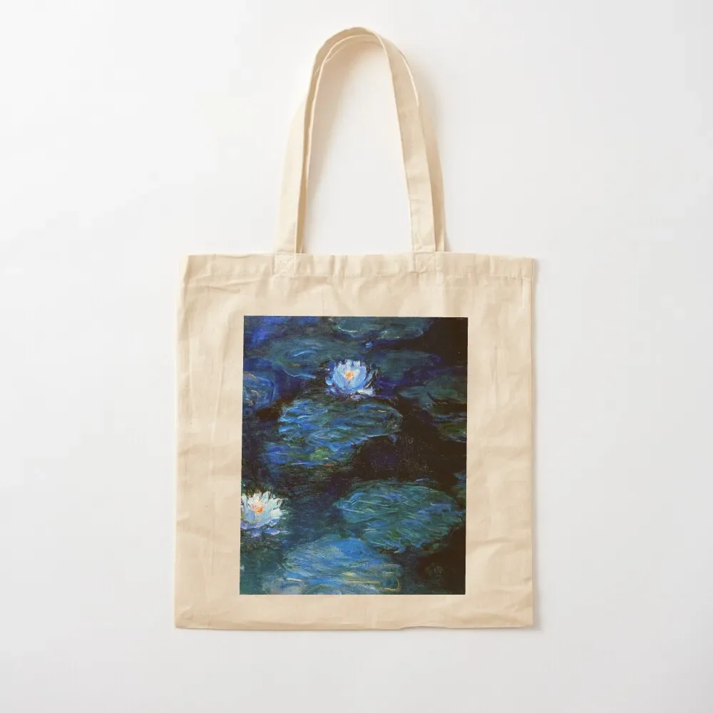 

Water Lilies Monet deep blue Tote Bag custom canvas bag tote bag university