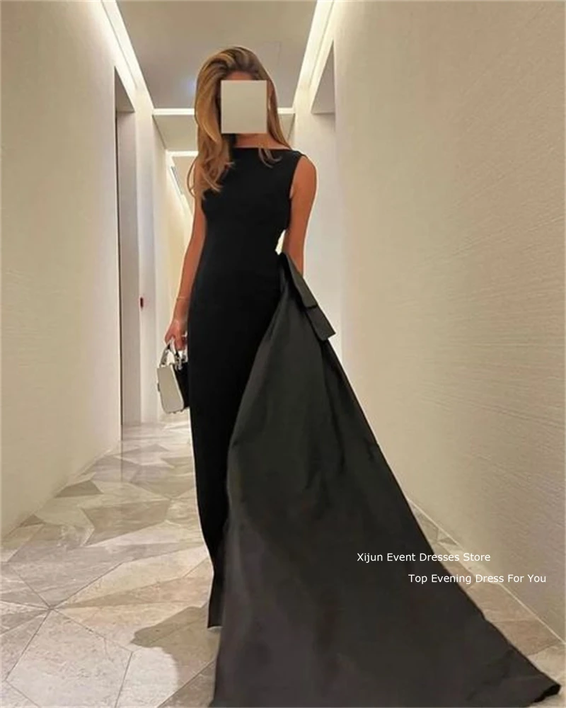 Xijun Black Evening Dress Sexy Formal Prom GownOccasion Saudi Arabric Prom Dresses Backless 2023 For Women Sweep Bow Train