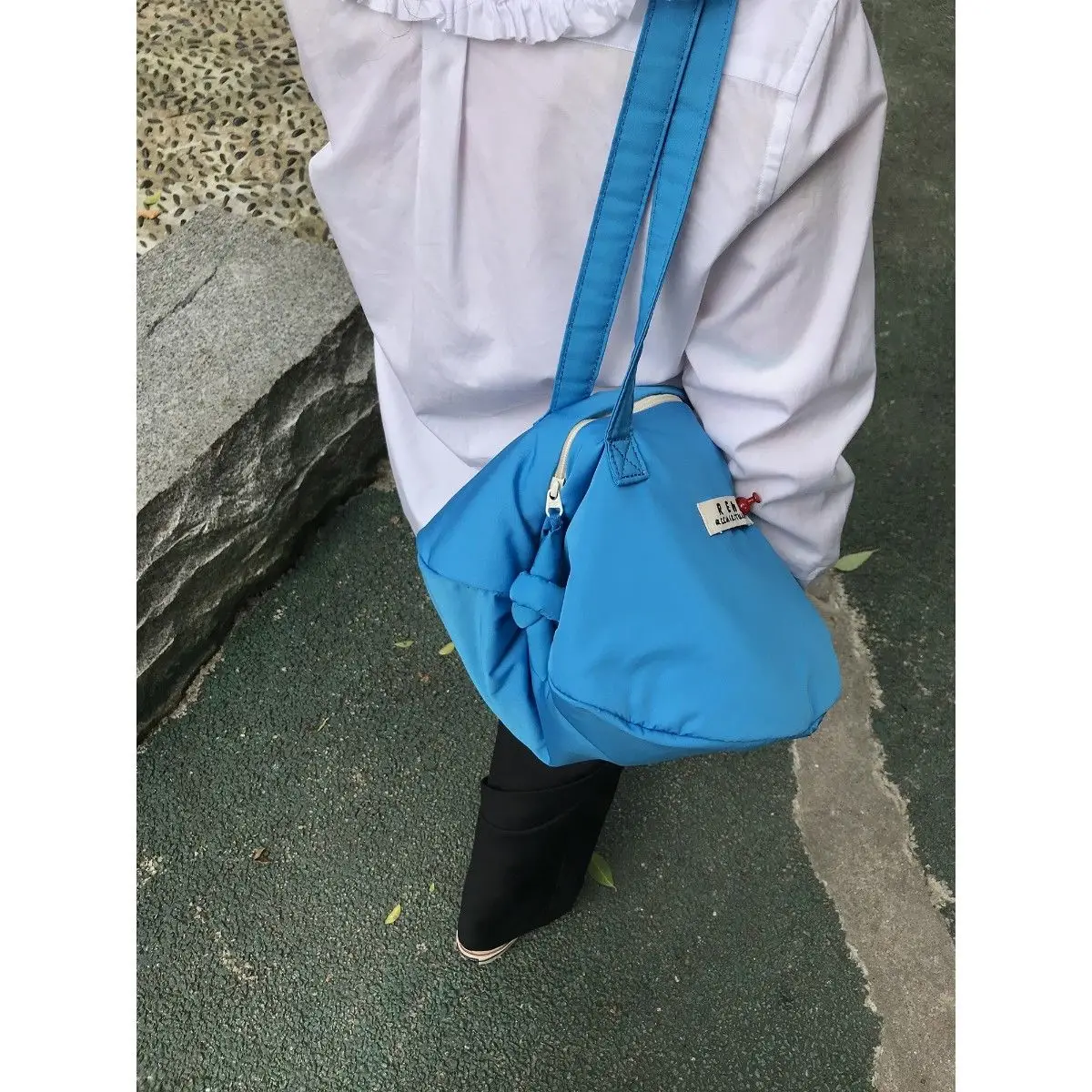 Women Bag New Nylon Bucket Fashion Solid Zipper SOFT Shoulder Bag Purses and Handbags Luxury Designer rose Red Tote Bag