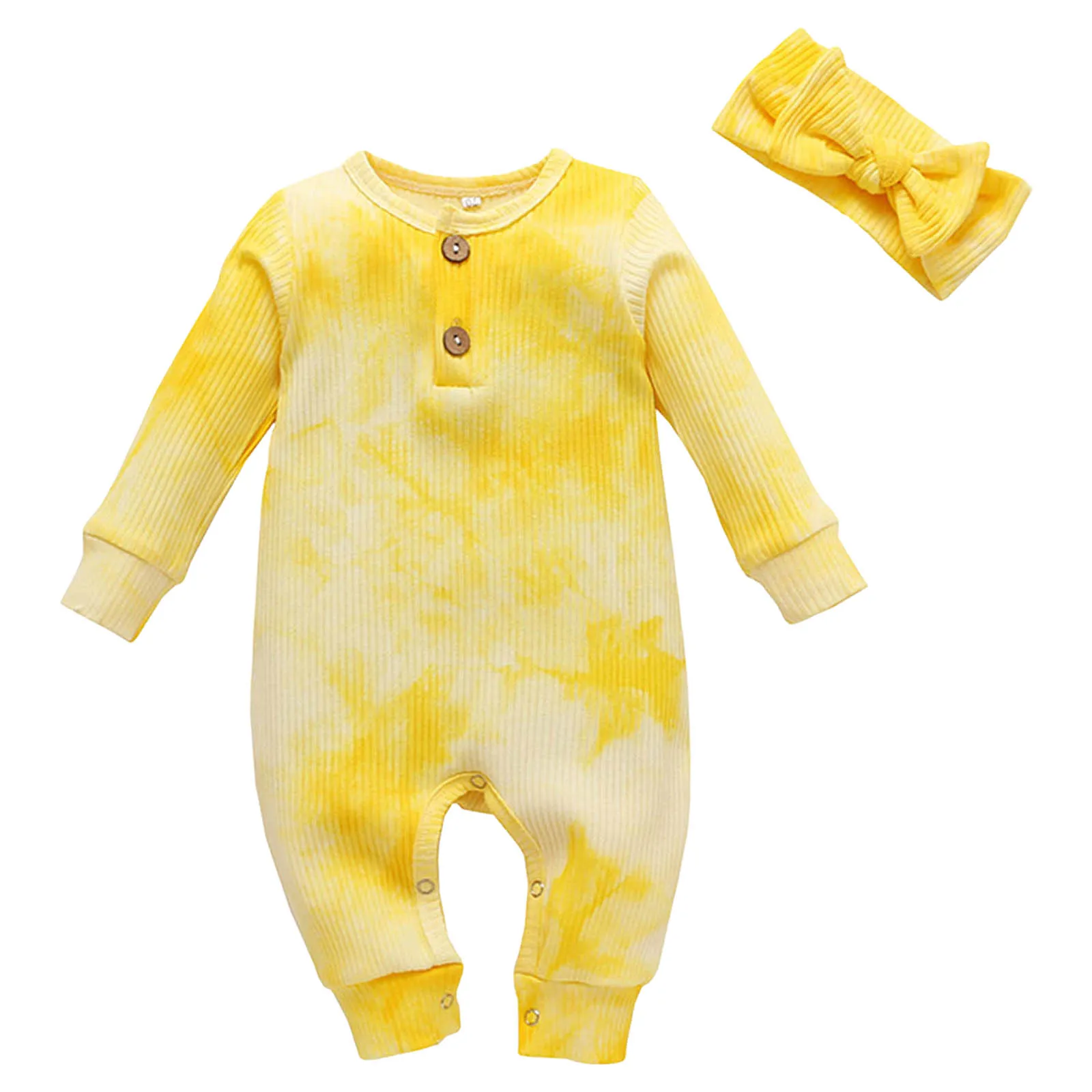 

Infant Outfit Baby Boy Pullover Tie Dye Printed Color Long Sleeved Long Romper Baby Bodysuit Short Sleeve Children'S Top Bottom