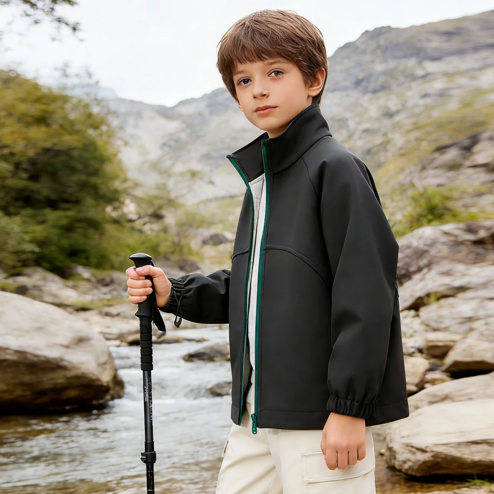 

Children Smooth Zipper Spring Autumn Warm-keeping JacketOutdoor Sports Windbreaker Waterproof Cold-resistant Windproof Jacket