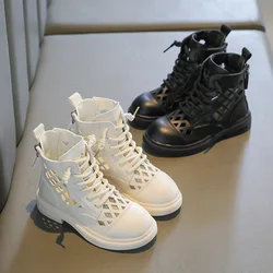 Bottes Courtes en Maille pour Fille, Chaussures Fines et Ajourées, Nouvelle Collection Printemps Automne et Été 2022