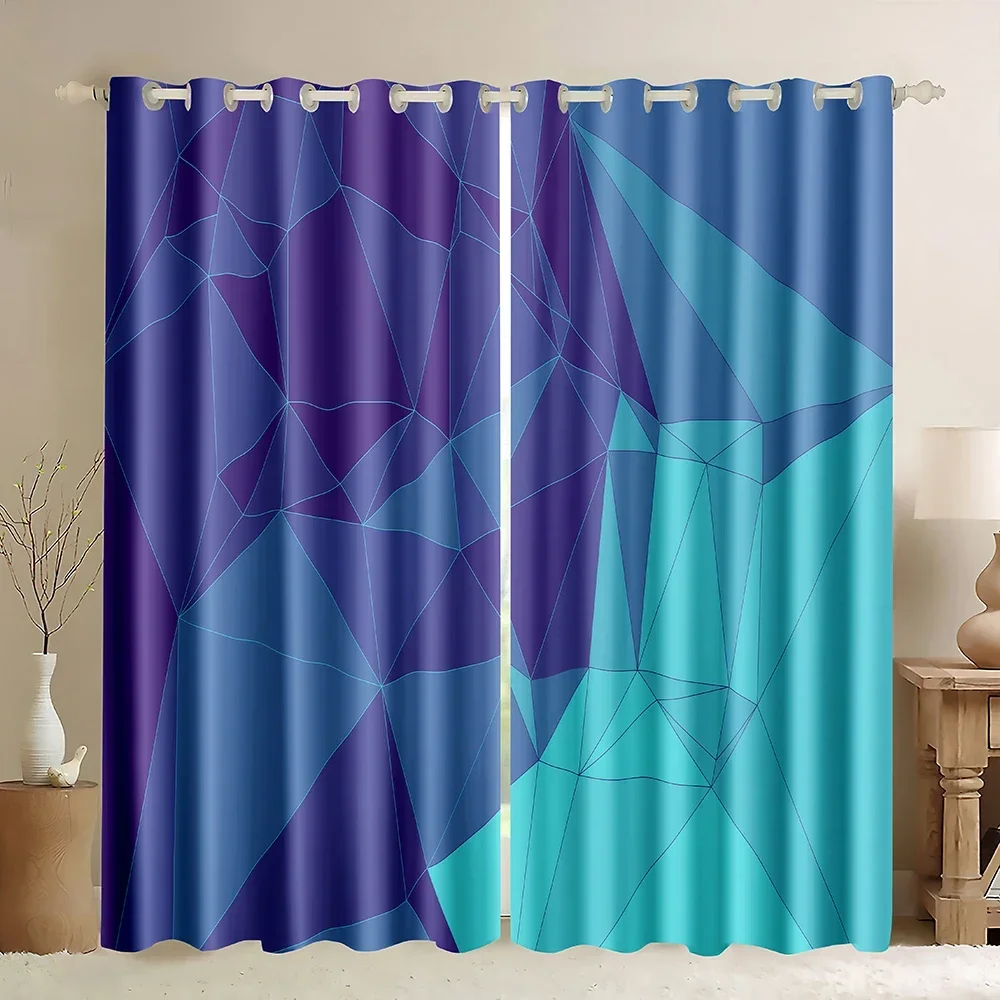 Geometric Curtains Abstract Art Window Drapes Panels for Kids Boys Girl Modern Abstract 90% Blackout Curtain Window Treatments