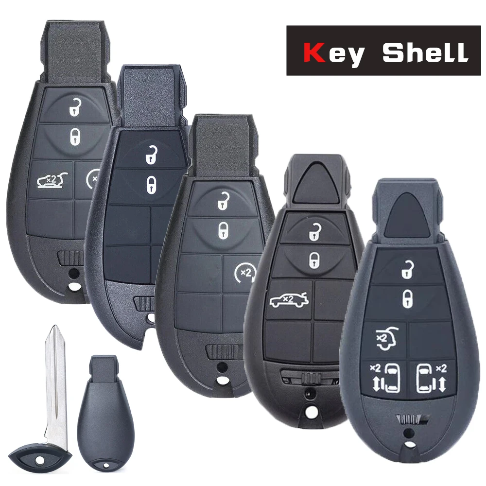 KEYECU 2/3/4/5 Button Remote Key Shell Case for Chrysler Voyager RT Models 2008 - 2014 , Jeep Cherokee Sport KL 2014 - 2019