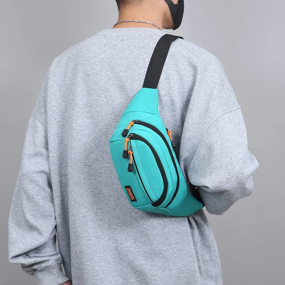 Borsa da petto da uomo in nylon Cintura regolabile di grande capacità Marsupio da esterno Borsa da passeggio sportiva multifunzionale impermeabile per moto