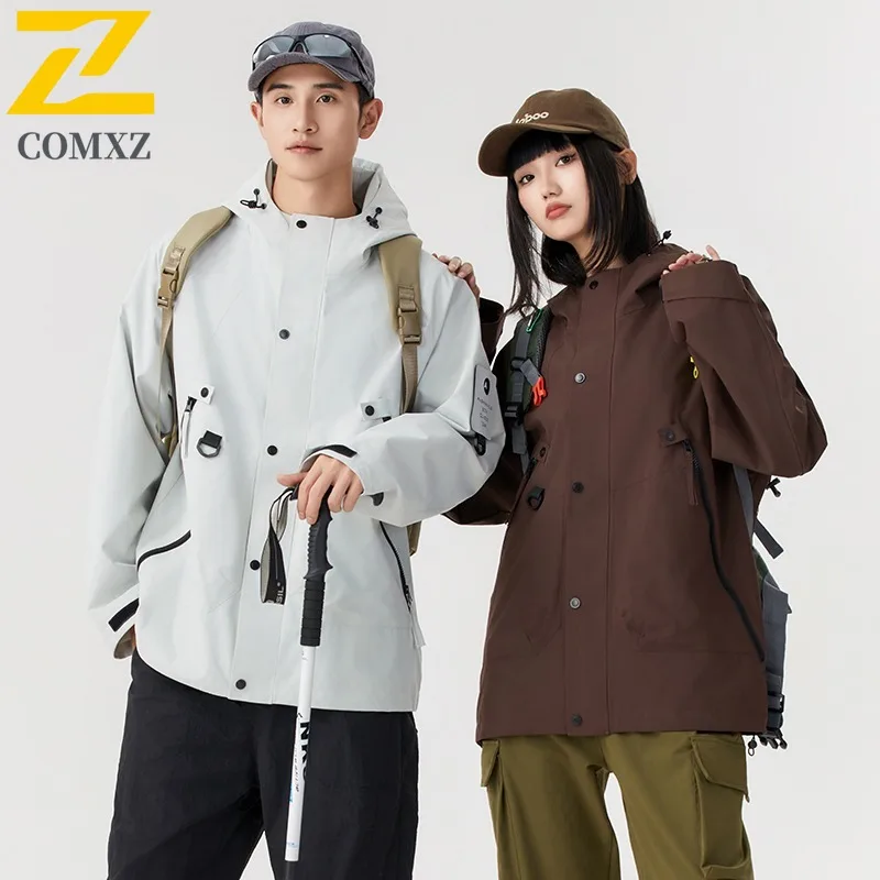 COMXZ Men Bread Jacket Warm Functional Waterproof Mountaineering Solid Color Winter Jacket Snowy Windproof Outdoor Padded Jacket