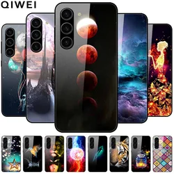 For Galaxy S23 FE 5G Case Tempered Glass Hard Phone Back Shell for Samsung Galaxy S23 FE Covers S 23 FE Black Bumper Coque S23FE
