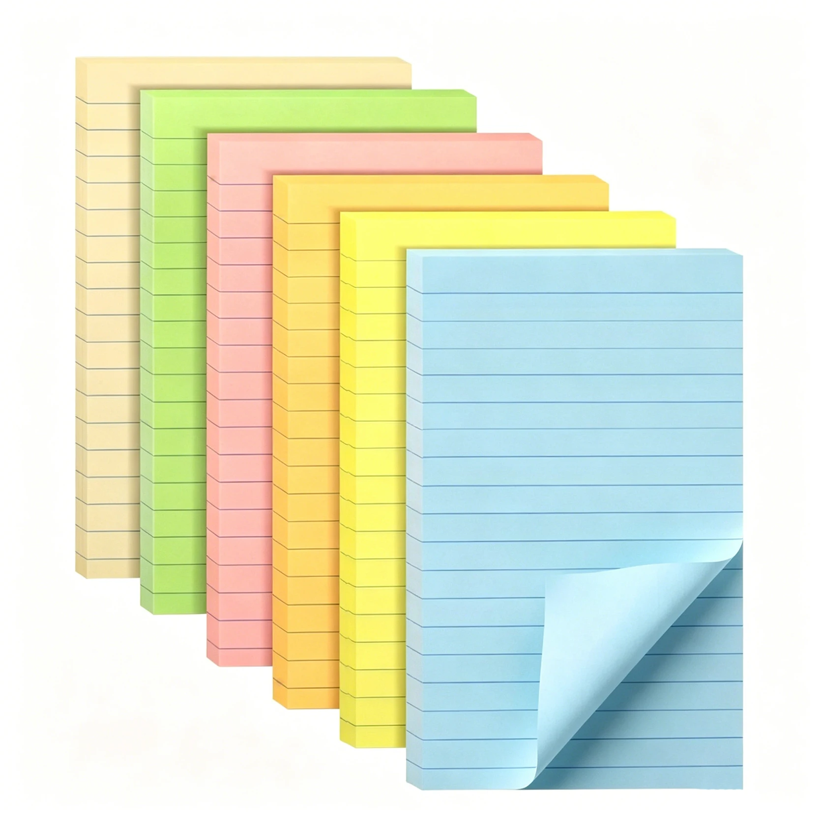 6Pcs 10*15cm Large Lined Sticky Notes Thick Inkproof Self Adhesive Memo Pad Student Back To School Essentials