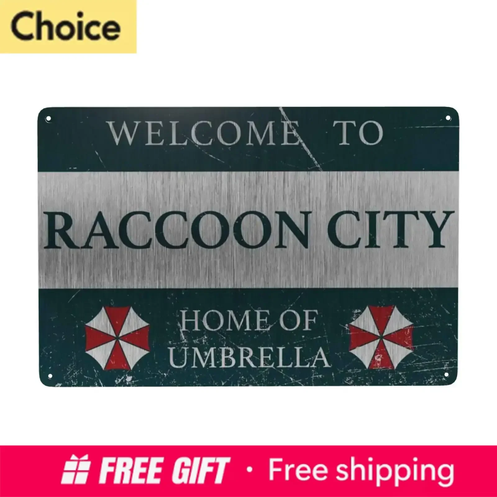 2027 Metal Tin Sign Personalized Vintage Resident Welcome To Raccoon City, Home Of Umberella Sign, Style Metal Aluminum Sign