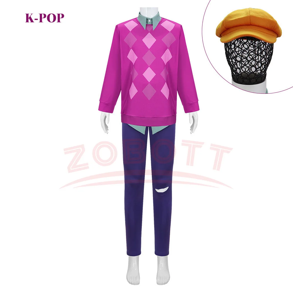 Kpop شيطان الصيادين الطفل ساجا الأولاد تأثيري حلي الكبار الرجال البلوز قميص قبعة الملابس مجموعة الصودا البوب هالوين كرنفال زي