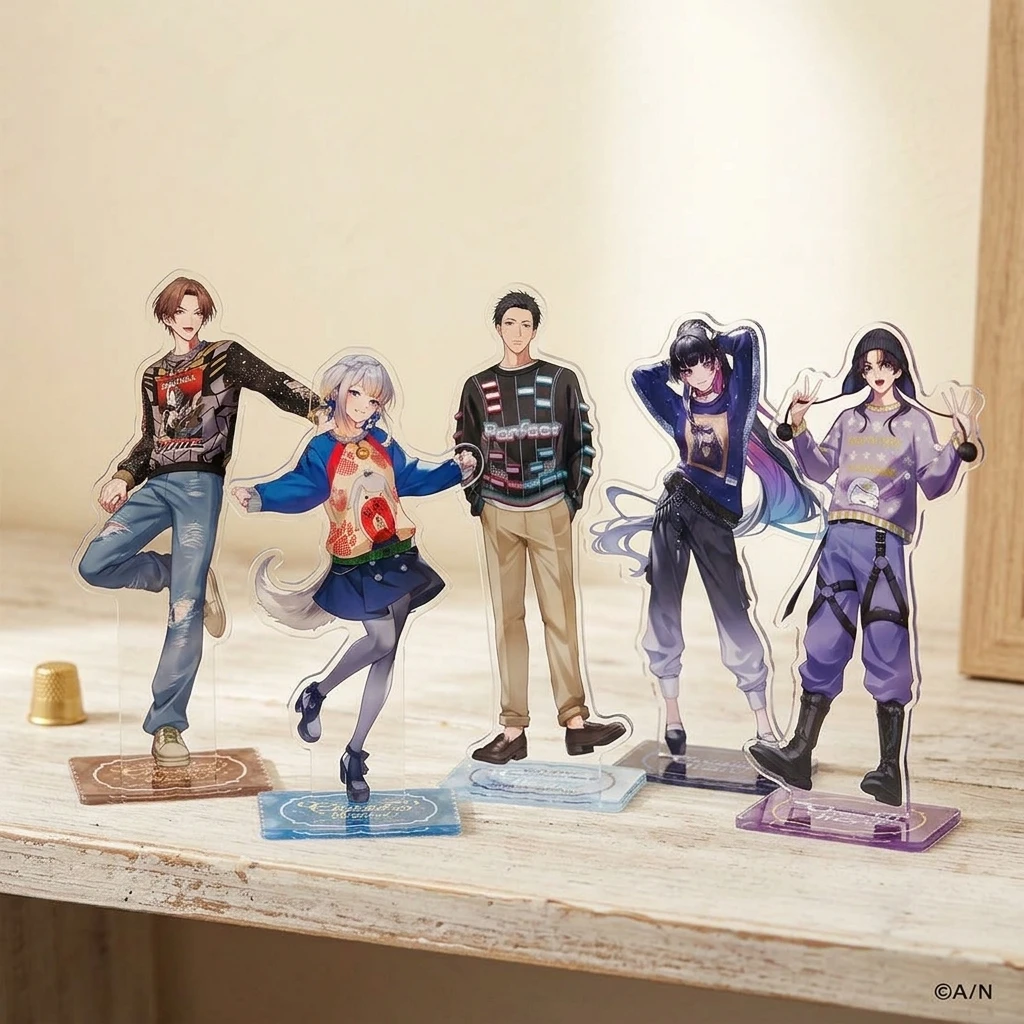 Nijisanji Series 2026 New Arrival 15cm Acrylic Stand Vtuber Casual Street‑wear Character Desktop Decor Collectible Gift Keychain