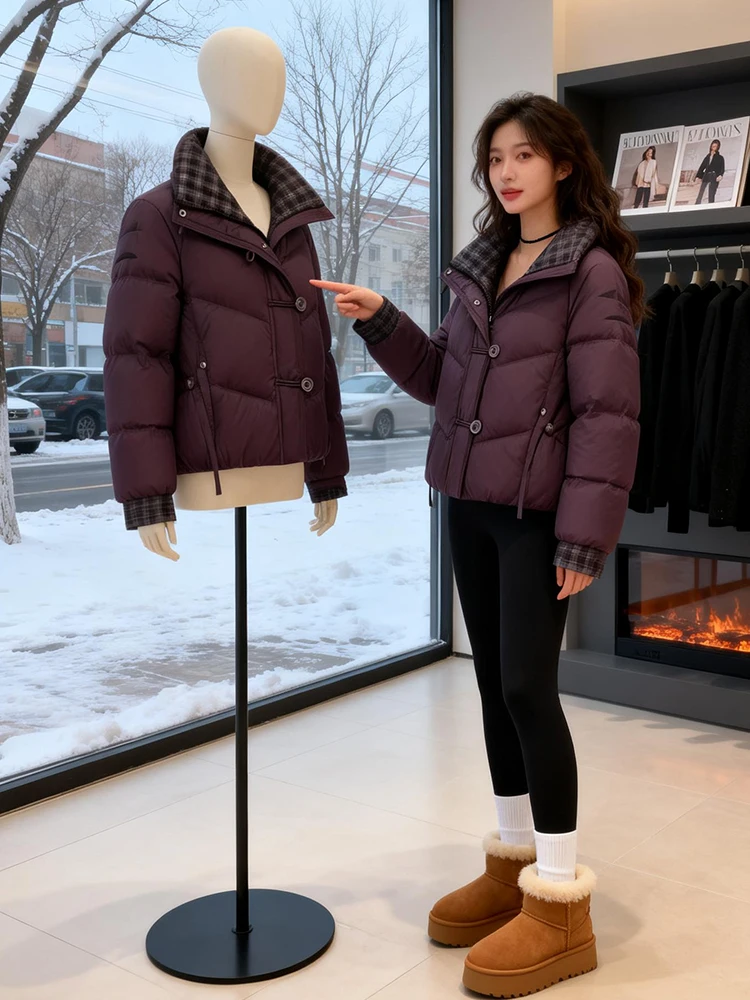 เสื้อโค้ทผู้หญิงแบบยาว ซิปหน้า ผ้าฝ้ายบุขนเป็ด อุ่นสำหรับฤดูหนาว สไตล์เกาหลี สีต่างๆ