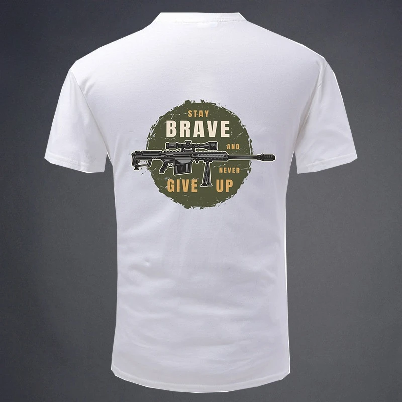 2026 Barrett Sniper Hand-drawn Style American-Style Printed Short-Sleeved T-Shirt - Retro Loose Round-neck Tactical T-Shirt