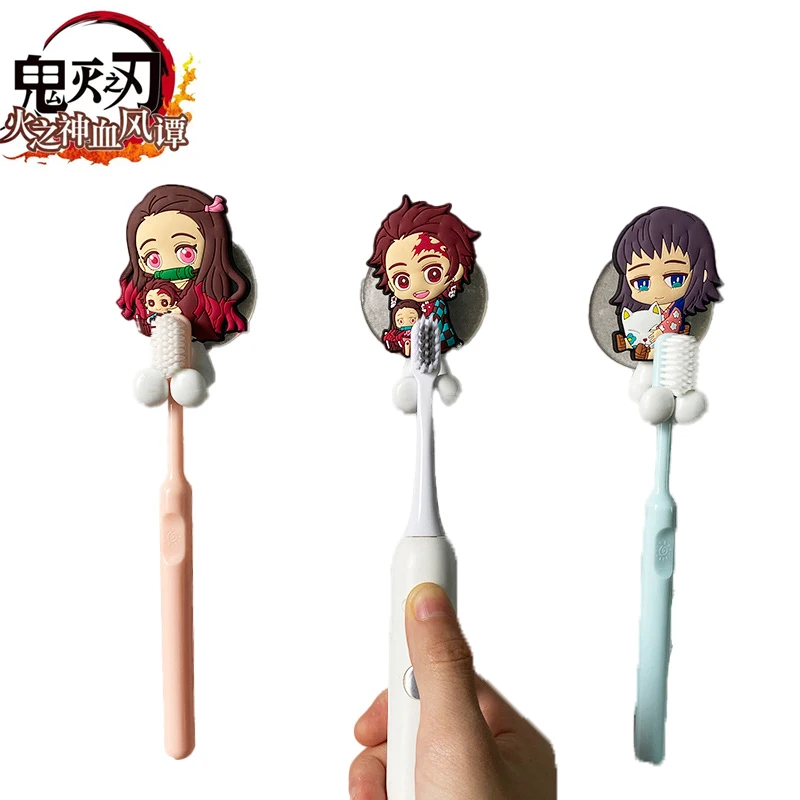 Anime Demon Slayers Doll Toy Electric Toothbrush Holder Nezuko Tanjirou Zenitsu Wall Mounted Bathroom Toothbrush Shelf Towel Ra - view 4