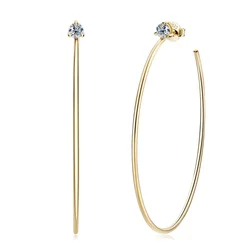 100% 925 Sterling Silver 4.0MM Moissanite Hoop Earring Big Circle Vintage Simple Party Earrings for Women Wedding Jewelry