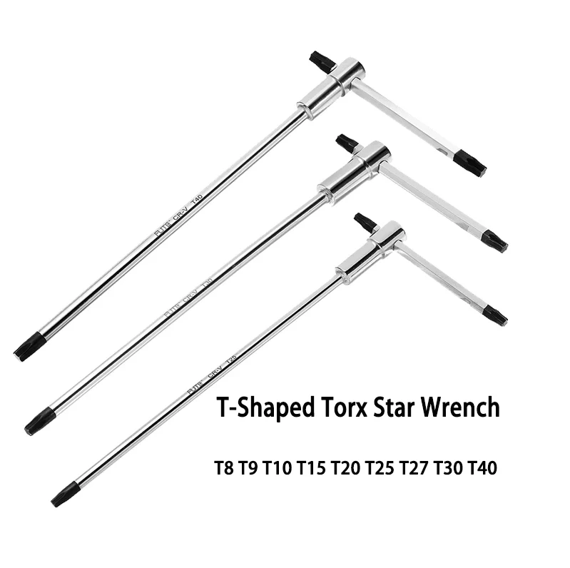 T8 T9 T10 T15 T20 T25 T27 T30 T40 Sliding T-Shaped Torx Star Wrench Adjustable Wrenches for Fast Spinning Car Repair Hand Tools