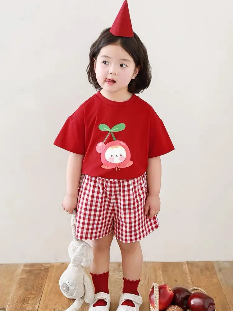 Girls Fruit Animals Print TShirt Summer Clothing Thin Soft Short Sleeve Tops Boys Toddler New Casual Solid Color Versatile Tees