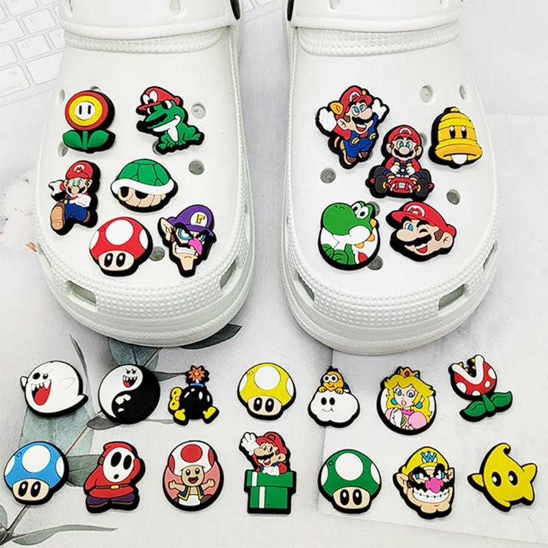 12pcs Super Mario Bros Shoe Charms Anime Sandals Buckle Decorations Croc Charms Cartoon Kids Shoe Sandals Pins DIY Accessories