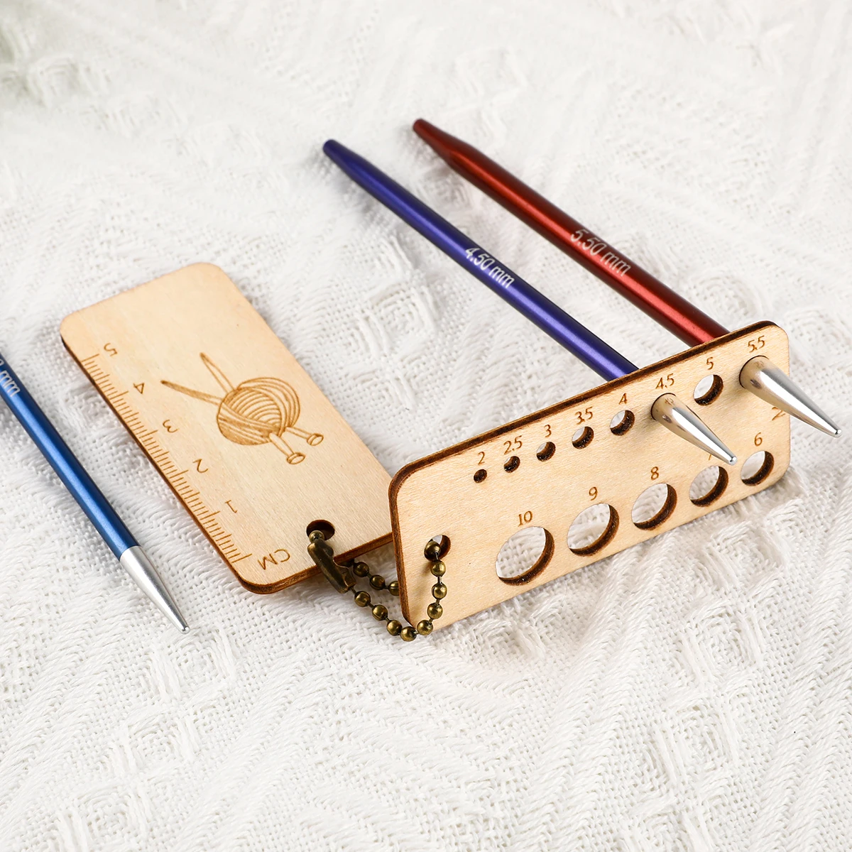 1pcs Natural Wood Knitting Needle Gauge Ruler Measuring Tool Rectangle Crochet Hooks Ruler DIY Sewing Accessories Supplies