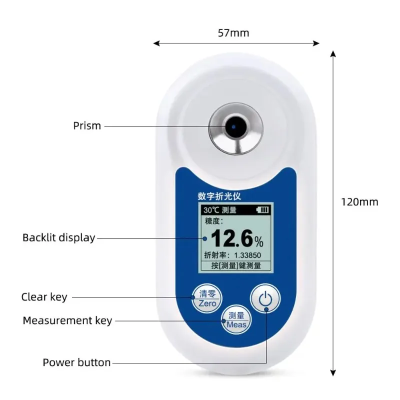 Digital Refractometer Brix Meter Saccharimeter Densimeter for Fruit Wine Beer Alcohol Sugar Concentration Tester