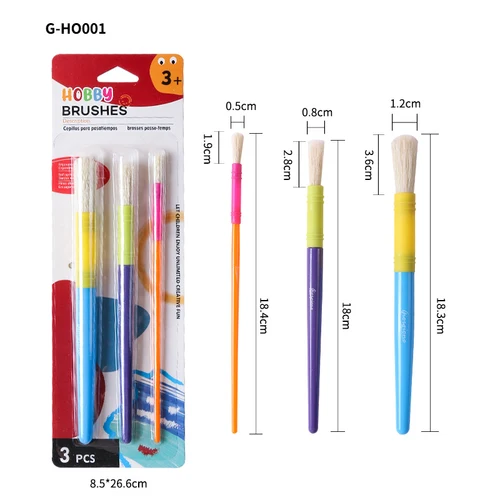 Imagen 2 del producto Pincel de pintura para niños de 2/3 piezas, juego de bolígrafos de aceite de acuarela con cerdas creativas, punta de poste gruesa, cabeza plana, suministros de pintura para jardín de infantes