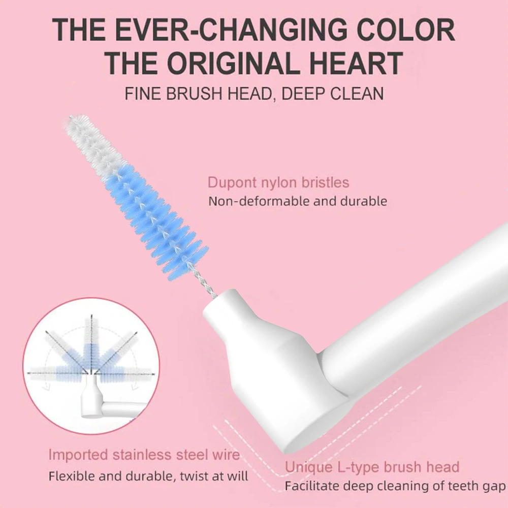 20/50PCS 0.6mm L-Shape Interdental Brush For Braces Push-Pull Cleaning Brush Between Teeth Remove Food Residues Oral Care Tool