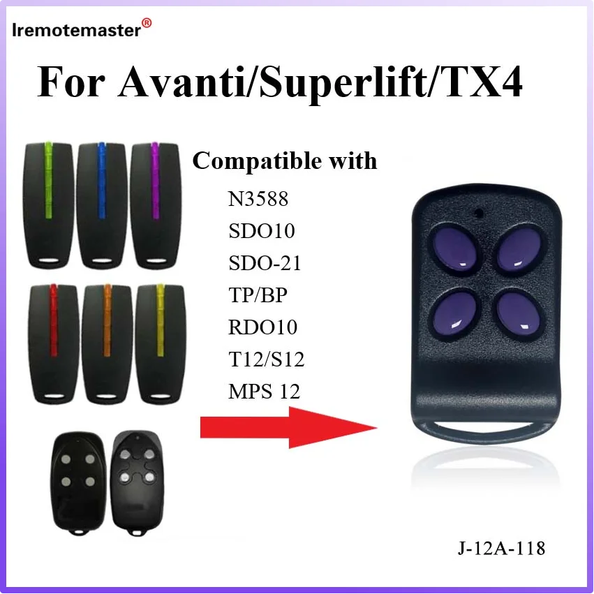 

For Avanti Slimfit Superlift Garage Door Remote Control 433.92MHz Rolling Code Gate Opener Command Keys