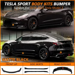CD Body Kits Tunning Matte Black Carbon Fiber For Tesla 2016-2023 Model 3 Bumper Lip Rear Lip Side Skirt Cars Accessories tools