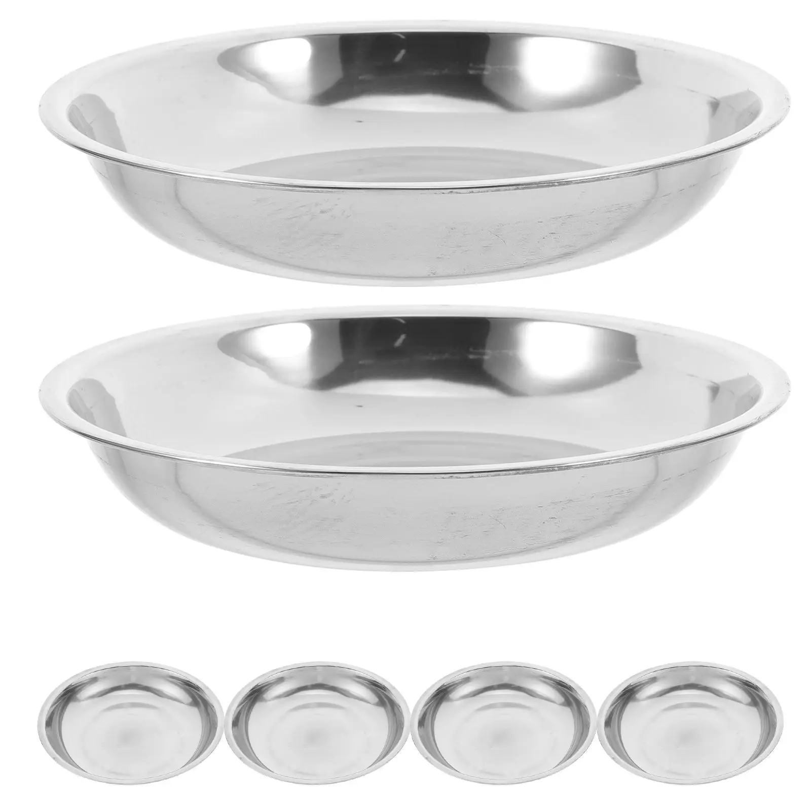 

6 Pcs Grill Tray Kitchen Food Container Large Round Bowl Pasta Storage Barbecue Plate Party Fruit Holder Supplies Dessert Dish