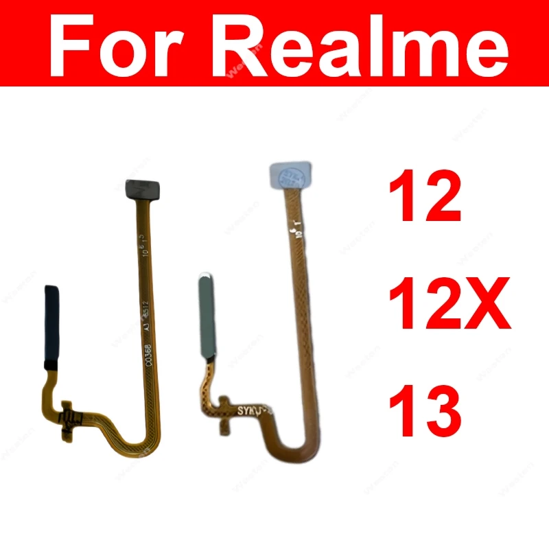For Realme 12 12X 13 5G Fingerprint Touch Snesor Return Menu Home Power Button Key Flex Ribbon Replacement Parts