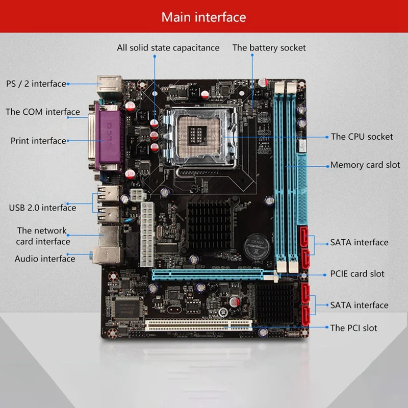 G41 Dual Channel Computer Motherboard LGA 775 USB 2.0 Support 2XDDR3 Memory Slot 1Xcominterface Desktop Motherboard
