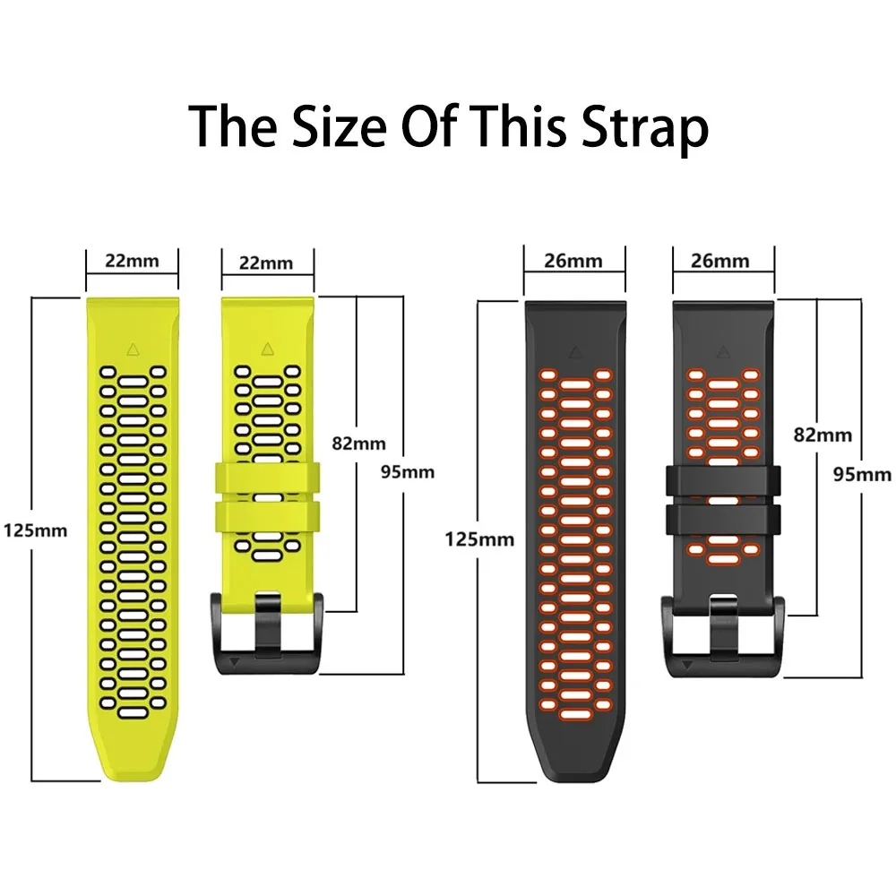 Sport Breathable Two-Tone Strap For Garmin Fenix 7X 7 Pro 6X 6 5 5X Plus/Epix 2 47mm 51mm QuickFit 26mm 22mm Silicone Watch Band