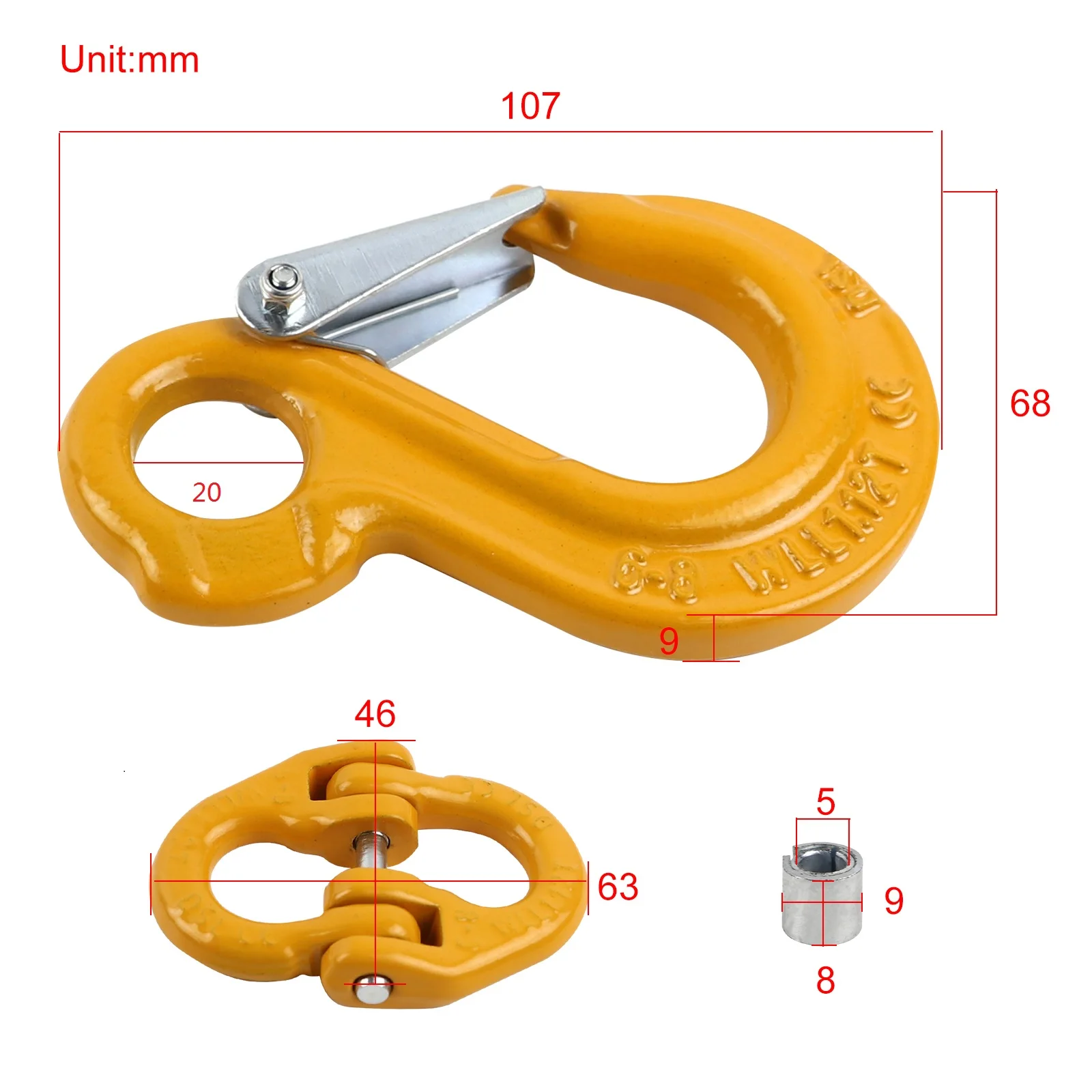 Lifting Hook Heavy Duty Rigging Swivel Hook Crane Swivel Hook for Rigging and Lifting Safety Chain Caravan Trailer