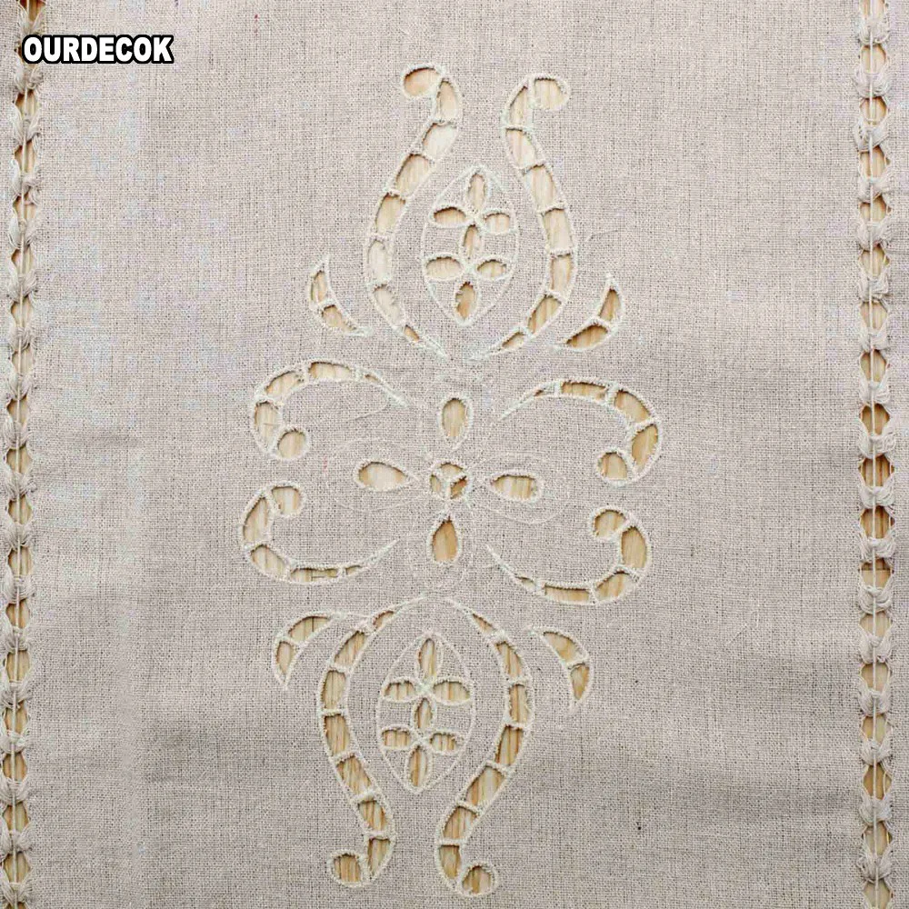Handmade Cotton Cortina Crochet Lace Curtain Flower Curtain Solid Color Kitchen Curtain Blinds Shower Curtain for Decor