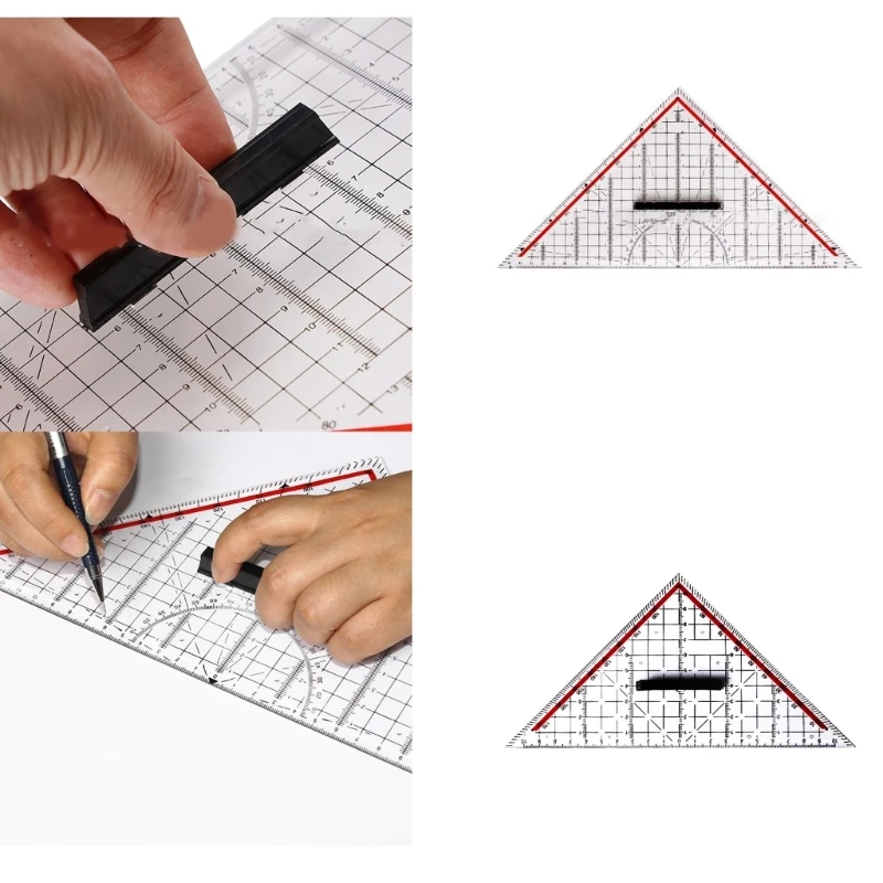 Triangle Rulers Square Set Plastic Protractor Transparent Scale Rulers with Handle School Supplies Geometrys Measuring Tool