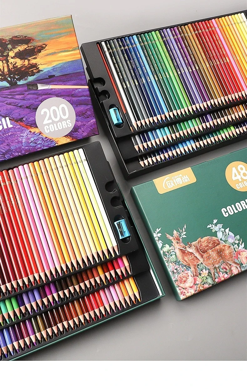 48-200 Farben Professionelle Farbige Ölstifte Aquarell-Zeichenstifte Set mit Aufbewahrungstasche Kunstbedarf – Detail 12