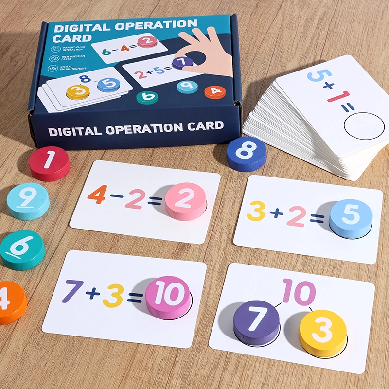 Rekenspeelgoed Digitale kaart Montessori Houten optellen Aftrekken Leermiddelen Aftrekken Bediening Leren Logisch denken Cadeau