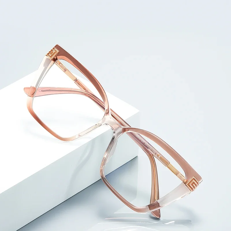 

Женские модные очки KIZN для коррекции близорукости, TR90, с защитой от синего света, на заказ, с цветной крупной оправой, прогрессивные линзы от -0.50 до -6.0